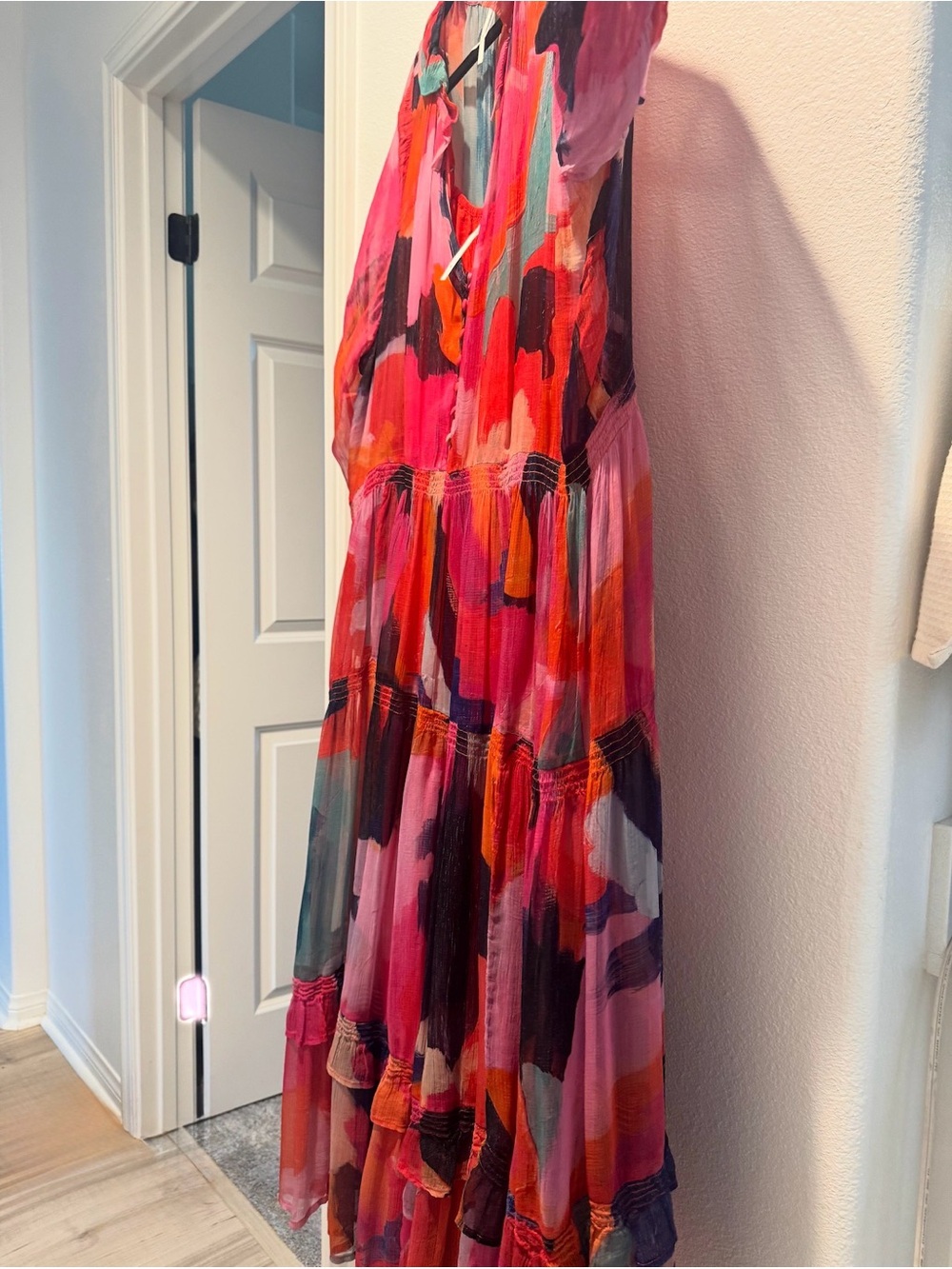 Anthropologie Multicolor Abstract Print Maxi Dress - Red, Pink & Purple - Picture 5 of 5
